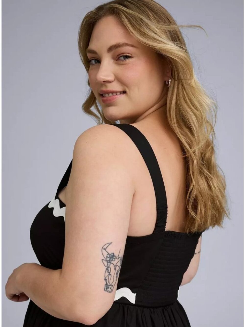 Torrid Dress Belle Isle Hi-Low Babydoll Dress Black White - Picture 2 of 3